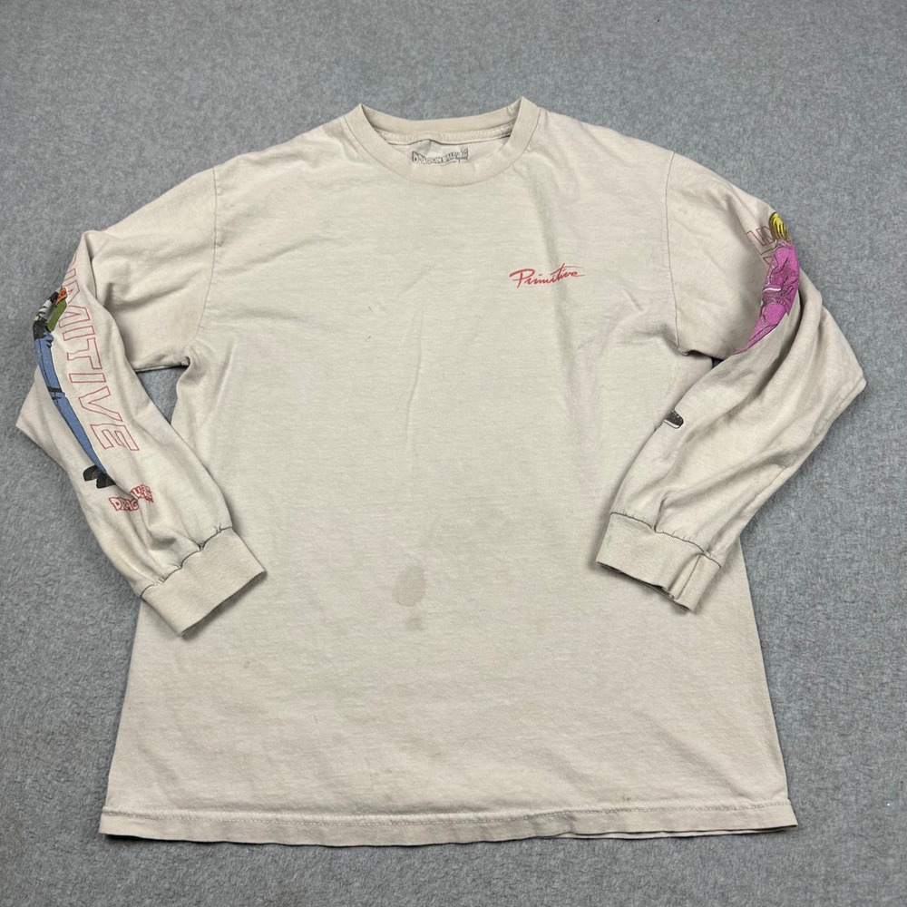 Primitive Dragon Ball Super Android 17 18 Long Sleeve Shirt Tan Mens Medium